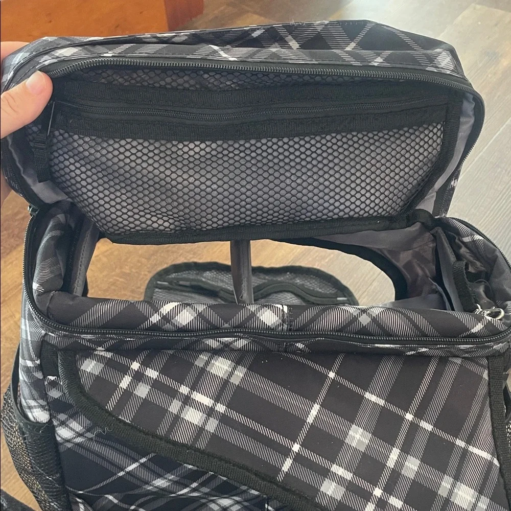 Thirty-One Black and White Plaid Backpack camera bag